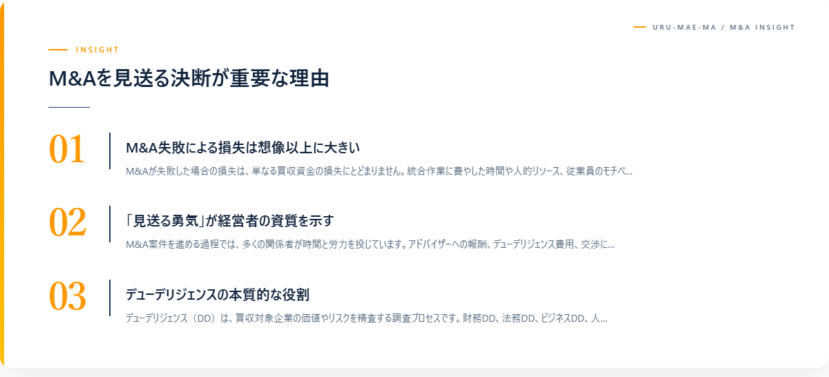 M&Aを見送る決断が重要な理由