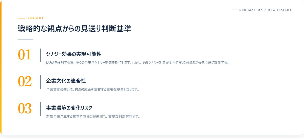 戦略的な観点からの見送り判断基準